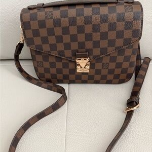 Brown Checkered Women Bag